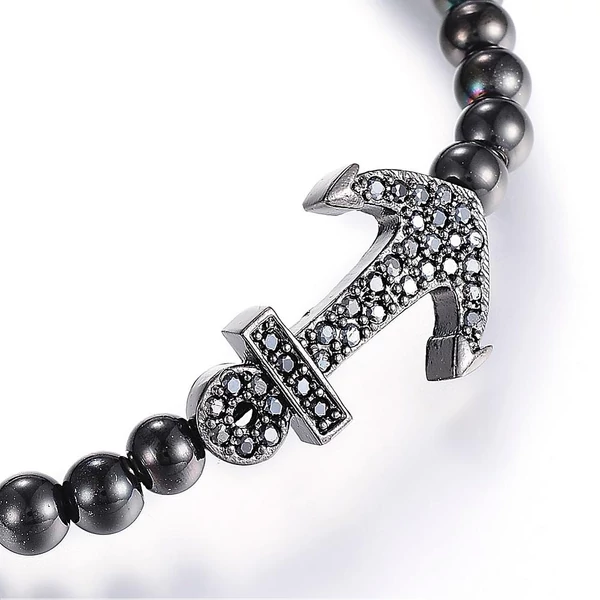 Black steel anchor bracelet 