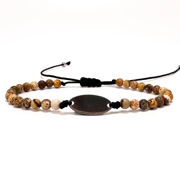 Jáspis cord karkötő gravírozható medállal