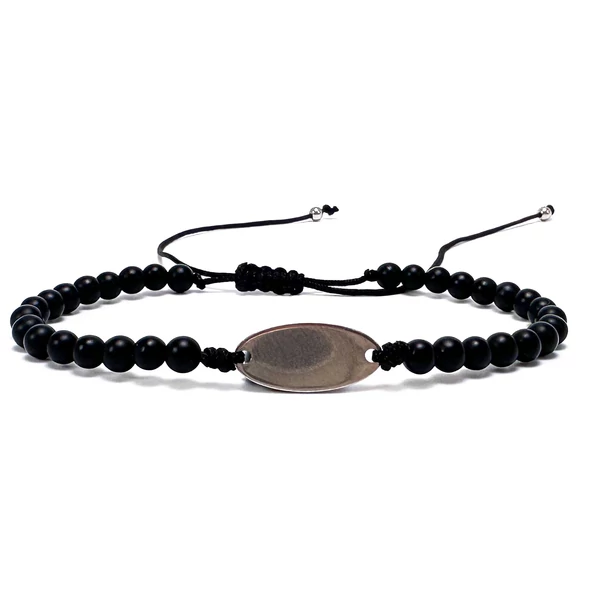 Matt Ónix cord karkötő gravírozható medállal