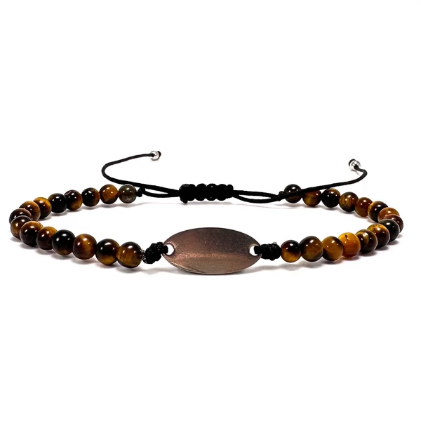 Tigrisszem cord karkötő gravírozható medállal