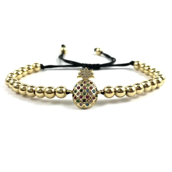 Luxury arany ananászos cord karkötő