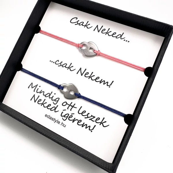 Páros karkötő lakat medállal Rózsaszín-Kék