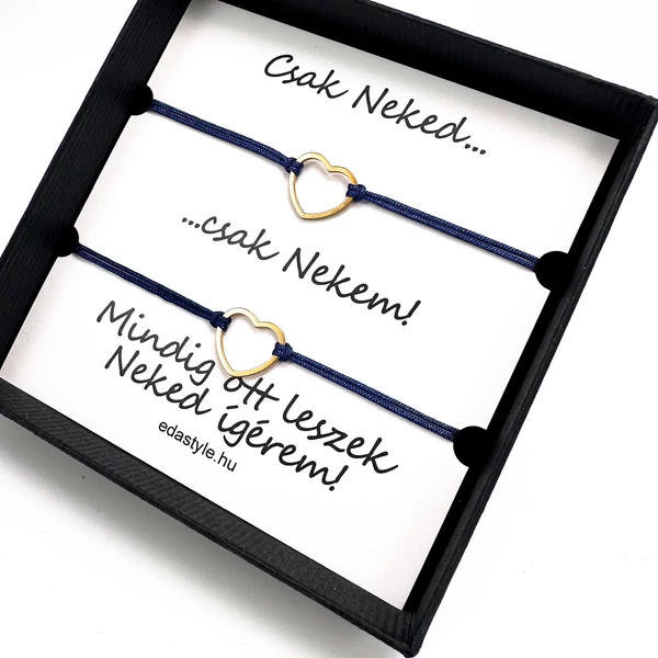 Páros zineg karkötő arany szív medállal Kék