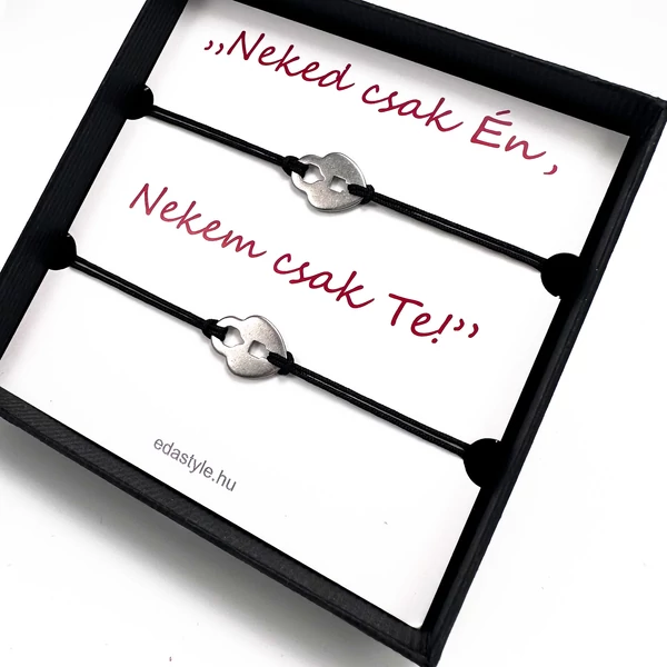 Páros zsineg karkötő lakat medállal Fekete