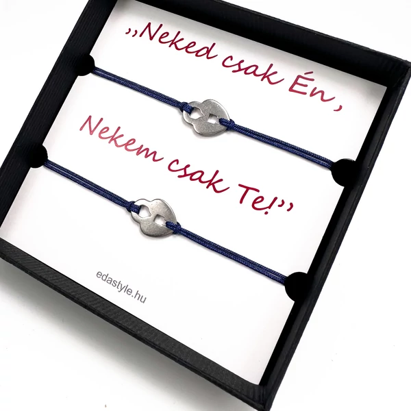 Páros zsineg karkötő lakat medállal Kék