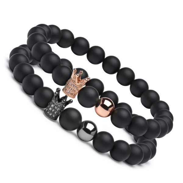 King & Queen Páros Ónix Karkötő - Rose/Gunmetal