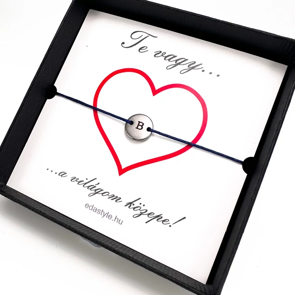 Világom közepe... karkötő gravírozható kör medállal Kék