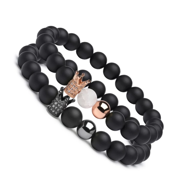 King & Queen Páros Ónix Karkötő - Rose/Gunmeta/Hegyi