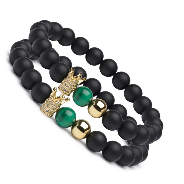 King & Queen Páros Ónix Karkötő - Malachit/Gold