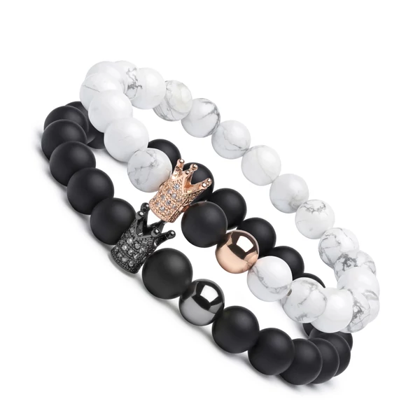 King & Queen Páros Howlit-Onix Karkötő - Rose/Gunmetal