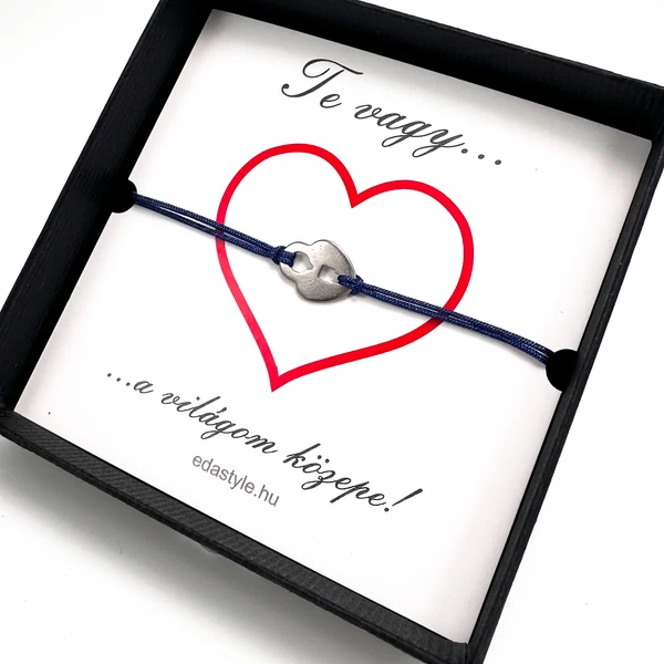 Világom közepe... zsineg karkötő lakat medállal Kék